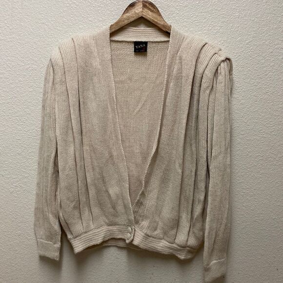 Vintage Yana Alpaca Pleated Cardigan XL - Picture 1 of 7